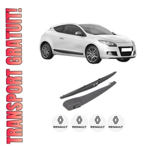 Set brat stergator spate cu lamela pentru RENAULT MEGANE III Coupe (DZ0/1_) din 2008-2016, pentru spate, din cauciuc siliconat rezistent, 4 stickere auto RENAULT