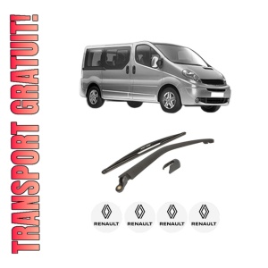 Set brat stergator spate cu lamela pentru RENAULT TRAFIC II Bus (JL) din 2001-2008, pentru spate, din cauciuc siliconat rezistent, 4 stickere auto RENAULT