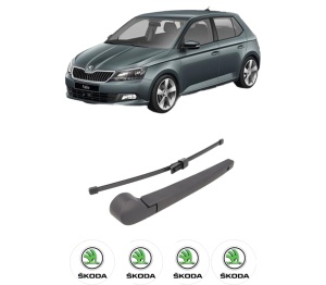 Set brat stergator spate cu lamela pentru SKODA FABIA III (NJ3) din 2014-2021, pentru spate, din cauciuc siliconat rezistent, 4 stickere auto SKODA v481