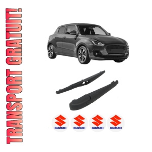 Set brat stergator spate cu lamela pentru SUZUKI SWIFT V (AZ) din 2017, pentru spate, din cauciuc siliconat rezistent, 4 stickere auto SUZUKI