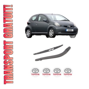 Set brat stergator spate cu lamela pentru TOYOTA AYGO (_B1_) din 2005-2014, pentru spate, din cauciuc siliconat rezistent, 4 stickere auto TOYOTA