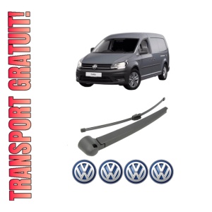 Set brat stergator spate cu lamela pentru Volkswagen CADDY III Box Body/MPV (2KA, 2KH, 2CA, 2CH) din 2004-2015, pentru spate, din cauciuc siliconat rezistent, 4 stickere auto Volkswagen