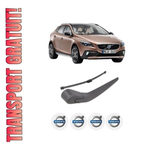 Set brat stergator spate cu lamela pentru VOLVO V40 Cross Country (526) din 2012-2019, pentru spate, din cauciuc siliconat rezistent, 4 stickere auto VOLVO