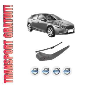 Set brat stergator spate cu lamela pentru VOLVO V40 Hatchback (525) din 2012-2019, pentru spate, din cauciuc siliconat rezistent, 4 stickere auto VOLVO