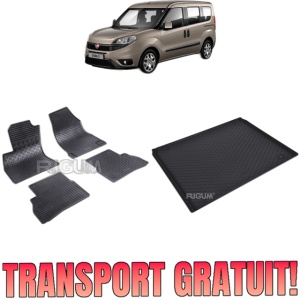 Set Covorase Auto Si Tavita Portbagaj FIAT DOBLO II din 2010 - 06.2022, caroserie van 5 locuri, AMPATAMENT L1, 5 LOCURI