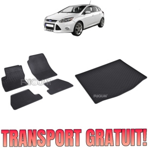 Set Covorase Auto Si Tavita Portbagaj FORD FOCUS III din 03.2011 - 08.2018, caroserie hatchback, CU ROATA REZERVA