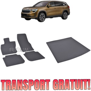 Set Covorase Auto Si Tavita Portbagaj SKODA KODIAQ FACELIFT II din 12.2023 - 2026, caroserie suv, 5 LOCURI, FARA PORTBAGAJ INTERMEDIAR