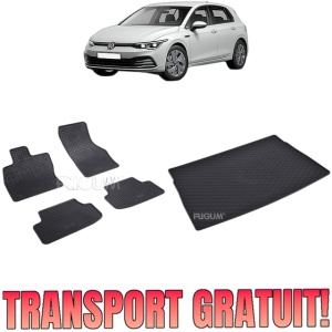 Set Covorase Auto Si Tavita Portbagaj VOLKSWAGEN GOLF 8 MHEV din 11.2020 - 2026, caroserie hatchback, PORTBAGAJ SUPERIOR, ROATA REZERVA NORMALA