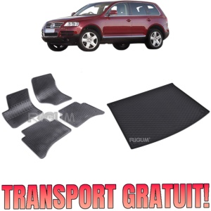 Set Covorase Auto Si Tavita Portbagaj VOLKSWAGEN TOUAREG I din 11.2002 - 2010, caroserie suv, 2 ZONE DE AER CONDITIONAT (FARA CLIMATIZARE SEPARATA PENTRU LOCURILE DIN SPATE)