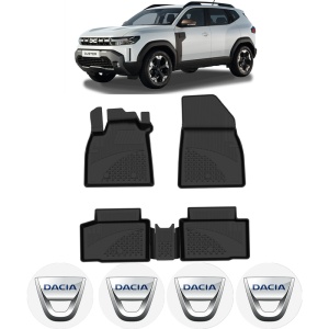 Set covorase Dacia Duster III din 2024 cu statie GPL din fabrica, covorase presuri tavita auto, cu tunel median intermediar din cauciuc thermoplastic, 4 Stickere auto cu Dacia - Img 2