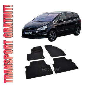Set covorase mocheta Ford S-Max Mk.1 2006-2012 (sistem de fixare oval - cheita), din mocheta, compatibile cu autoturismul Ford S Max Mk.1