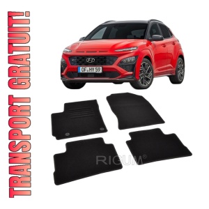 Set covorase mocheta Hyundai Kona I, 2017-2023, din mocheta, compatibile cu autoturismul Hyundai Kona I