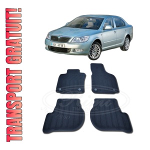 Set covorase mocheta Skoda Octavia 2 (1Z) / Octavia Tour 2 (1Z), 2004-2013 (sistem fixare rotund), din mocheta, compatibile cu autoturismul Skoda Octavia 2 (1Z) / Octavia Tour 2 (1Z)