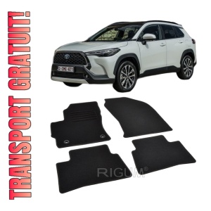 Set covorase mocheta Toyota Corolla Cross Hybrid 2022-prezent, din mocheta, compatibile cu autoturismul Toyota Corolla Cross Hybrid