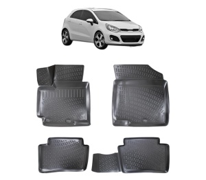 Set covorase presuri KIA RIO III din 2011-2017, auto, din cauciuc thermoplastic - Img 2