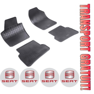 Set covorase Seat Ibiza IV Hatchback 6J/6P 05.2008 - 05.2017 si 4 stickere rotunde Seat