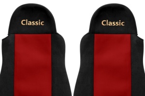 Set Huse Scaune Camion Tir DAF CF 65 din 2001-2013, Auto, Model CLASSIC, Culoare Rosu, 4x Stickere auto cu DAF - Img 3