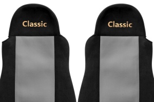 Set Huse Scaune Camion Tir DAF CF 85 din 2001-2020, Auto, Model CLASSIC, Culoare Gri, 4x Stickere auto cu DAF - Img 3