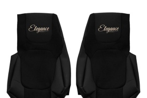 Set Huse Scaune Camion Tir DAF FH III din 2020-2024, Auto, Model ELEGANCE S, Culoare Negru, 4x Stickere auto cu DAF - Img 4