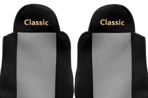 Set Huse Scaune Camion Tir MAN TGS I din 2005-2022, Auto, Model CLASSIC, Culoare Gri, 4x Stickere auto cu MAN - Img 3