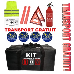Set Kit - Trusa siguranta auto omologat R.A.R, Stingator cu manometru 1kg P1 , Trusa Medicala, 2 Triunghiuri Reflectorizante , 4 stickere autoadezive SUBARU