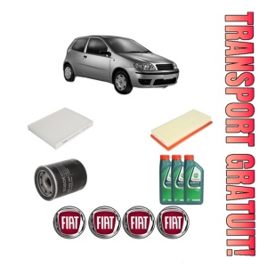 Set Pachet filtre revizie Bosch, 3 litrii ulei Castrol 10W40 FIAT PUNTO (188_) 1.4 din 2003-2012, 4x Stickere auto cu FIAT