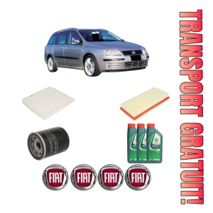 Set Pachet filtre revizie Bosch, 3 litrii ulei Castrol 10W40 FIAT STILO (192_) 1.2 16V (192_XA1B) din 2002-2006, 4x Stickere auto cu FIAT