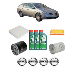 Set Pachet filtre revizie Bosch, 3 litrii ulei Castrol 10W40 NISSAN PRIMERA Hatchback (P12) 1.6 din 2002-2006, 4x Stickere auto cu NISSAN - Img 2