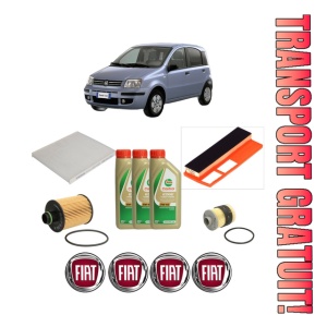 Set Pachet filtre revizie Bosch, 3 litrii ulei Castrol 5W40 FIAT PANDA (169_) 1.3 D Multijet (169AXG1A, 169AXD1A) din 2006-2013, 4x Stickere auto cu FIAT