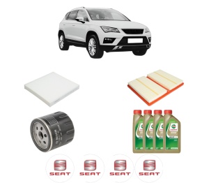 Set Pachet filtre revizie Bosch, 4 litrii ulei Castrol 0W20 SEAT ATECA (KH7, KHP) 1.0 TSI din 2016, 4x Stickere auto cu SEAT - Img 2