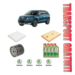 Set Pachet filtre revizie Bosch, 4 litrii ulei Castrol 0W20 SKODA KODIAQ I (NS6, NS7, NV7) 1.4 TSI din 2016, 4x Stickere auto cu SKODA