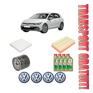Set Pachet filtre revizie Bosch, 4 litrii ulei Castrol 0W20 Volkswagen GOLF VIII (CD1, DA1) 1.0 eTSI din 2020, 4x Stickere auto cu Volkswagen