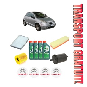 Set Pachet filtre revizie Bosch, 4 litrii ulei Castrol 10W40 CITROEN C3 Pluriel (HB_) 1.6 din 2003, 4x Stickere auto cu CITROEN