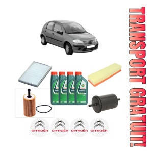 Set Pachet filtre revizie Bosch, 4 litrii ulei Castrol 10W40 CITROEN C3 I (FC_, FN_) 1.4 i Bivalent din 2008-2009, 4x Stickere auto cu CITROEN