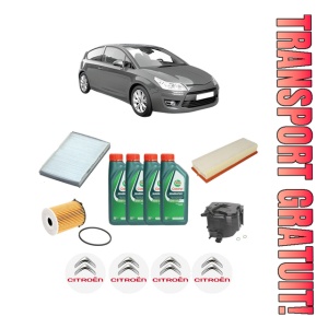 Set Pachet filtre revizie Bosch, 4 litrii ulei Castrol 10W40 CITROEN C4 Coupe (LA_) 1.6 HDi din 2004-2011, 4x Stickere auto cu CITROEN