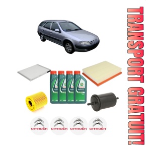 Set Pachet filtre revizie Bosch, 4 litrii ulei Castrol 10W40 CITROEN XSARA Estate Van 1.4 din 2000-2005, 4x Stickere auto cu CITROEN