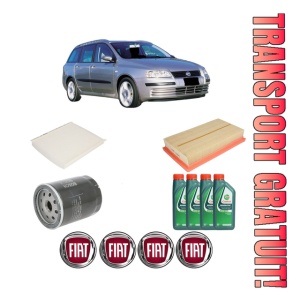 Set Pachet filtre revizie Bosch, 4 litrii ulei Castrol 10W40 FIAT STILO (192_) 1.6 16V (192_XB1A) din 2001-2006, 4x Stickere auto cu FIAT