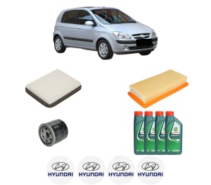 Set Pachet filtre revizie Bosch, 4 litrii ulei Castrol 10W40 HYUNDAI GETZ (TB) 1.3 i din 2002-2004, 4x Stickere auto cu HYUNDAI - Img 2