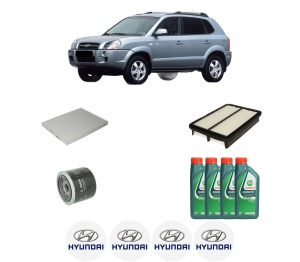 Set Pachet filtre revizie Bosch, 4 litrii ulei Castrol 10W40 HYUNDAI TUCSON (JM) 2.0 All-wheel Drive din 2004-2010, 4x Stickere auto cu HYUNDAI - Img 2