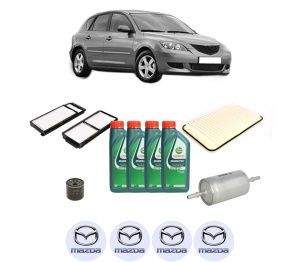 Set Pachet filtre revizie Bosch, 4 litrii ulei Castrol 10W40 MAZDA 3 (BK) 1.3 (BK14) din 2003-2009, 4x Stickere auto cu MAZDA - Img 2