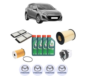 Set Pachet filtre revizie Bosch, 4 litrii ulei Castrol 10W40 MAZDA 3 (BL) 1.6 MZ-CD (BL14) din 2008-2013, 4x Stickere auto cu MAZDA - Img 2