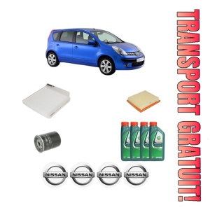 Set Pachet filtre revizie Bosch, 4 litrii ulei Castrol 10W40 NISSAN NOTE (E11, NE11) 1.4 LPG din 2006-2013, 4x Stickere auto cu NISSAN