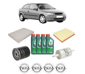 Set Pachet filtre revizie Bosch, 4 litrii ulei Castrol 10W40 OPEL ASTRA G Hatchback (T98) 1.6 (F08, F48) din 2000-2005, 4x Stickere auto cu OPEL - Img 2