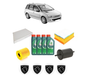 Set Pachet filtre revizie Bosch, 4 litrii ulei Castrol 10W40 PEUGEOT 206 SW (2E/K) 1.6 din 2005-2008, 4x Stickere auto cu PEUGEOT - Img 2