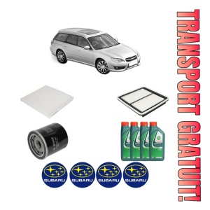 Set Pachet filtre revizie Bosch, 4 litrii ulei Castrol 10W40 SUBARU LEGACY IV Estate (BP) 2.0 AWD (BP5) din 2003-2005, 4x Stickere auto cu SUBARU