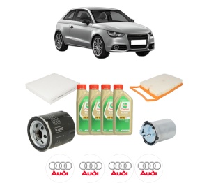 Set Pachet filtre revizie Bosch, 4 litrii ulei Castrol 5W30 AUDI A1 (8X1, 8XK) 1.4 TDI din 2014-2018, 4x Stickere auto cu AUDI - Img 2