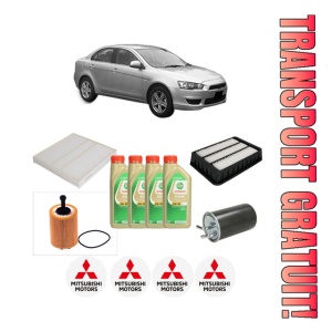 Set Pachet filtre revizie Bosch, 4 litrii ulei Castrol 5W30 MITSUBISHI LANCER VIII (CY_A, CZ_A) 2.0 DI-D (CY8A) din 2008, 4x Stickere auto cu MITSUBISHI