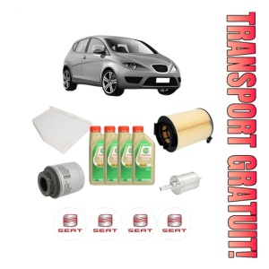 Set Pachet filtre revizie Bosch, 4 litrii ulei Castrol 5W30 SEAT ALTEA (5P1) 1.2 TSI din 2010-2015, 4x Stickere auto cu SEAT