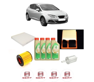 Set Pachet filtre revizie Bosch, 4 litrii ulei Castrol 5W30 SEAT IBIZA IV (6J5, 6P1) 1.6 din 2008-2012, 4x Stickere auto cu SEAT - Img 2