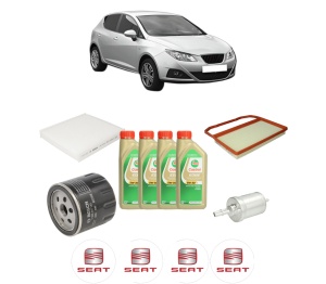 Set Pachet filtre revizie Bosch, 4 litrii ulei Castrol 5W30 SEAT IBIZA IV (6J5, 6P1) 1.0 TSI din 2015-2017, 4x Stickere auto cu SEAT - Img 2